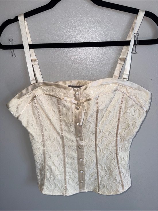 Apt. 9 Tops - Apt 9 Size MIvory Lace Corset Top - Satin Trim